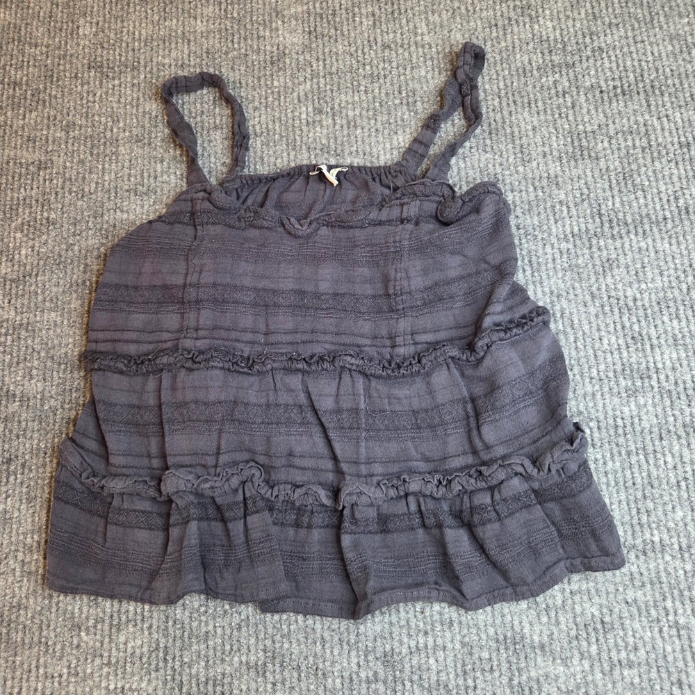 American‎ Eagle Gray Tiered Ruffle Tank Top Women's Medium Sleeveless Casual